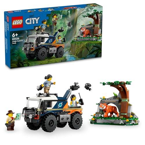 LEGO® City Jungle Explorer Off-Road Truck 60426 Toy Building Set for Kids Aged 6 and Over, Fun Birthday Toy, Off-Road Vehicle, 3 Adventurer Minifigures, Tiger Figure