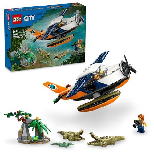 LEGO® City Jungle Explorer Water Plane 60425, Toy Seaplane for Boys and Girls Aged 6 and Over, Fun Toy for Kids, 2 Minifigures, Frog and 3 Crocodile Action Figures
