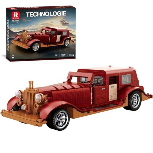 Reobrix 11033 Rolls-Royce Phantom Toy Car Building Blocks, Classic Car Replica Model Building Kit for Display and Collectible, Vintage Car for Boys and Adults, 865 Pieces