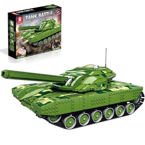 Reobrix 55026 Battle Tank Building Block Set, Remote Control Tank Model Kit with Light, Army Toy for Boys 12+ and Adult Military Enthusiasts, 1516 Pieces