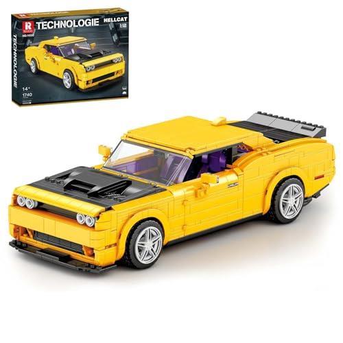 Reobrix 11030 Dodge Hellcat Toy Car Building Blocks, 1:12 Scale Model Car Kit for Display and Collectible, Race Car Building Toy for Boys and Adults, 1740 Pieces