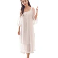 Singingqueen Womens Sexy Vintage Loungedress Nightgown 2 pcs Victorian Sleepwear Nightshirt Girls Pajamas, White, One Size