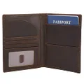 Polare Full Grain Leather Passport Holder RFID Blocking Travel Bifold Wallet Passport Holders 2 Passports, Dark Brown, Slim