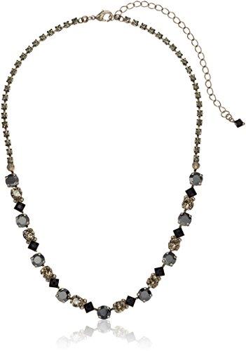 Sorrelli Black Onyx Dazzling Diamonds Line Necklace, Crystal