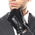 Luxury Men's Touchscreen Texting Winter Italian Nappa Leather Dress Driving Gloves (Cashmere/Wool/Fleece Lining) (8.5 (US Standard Size), Black (Fleece Lining))