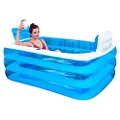 XL Blue Color Inflatable Bath Tub Plastic Portable Foldable Bathtub Soaking Bathtub Home Spa Bath Equip with Electric Air Pump, 160x120x60cm