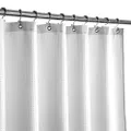 Short Shower Curtain with 66 inch Length Fabric, Waffle Weave, Hotel Luxury Spa, Water Repellent, Machine Washable, 230 GSM White Pique Pattern for Decorative Bathroom Curtain