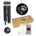 Astarin Pet Memorial Wind Chime, 30'' paw Print Pet Remembrance Gift to Honor and Remember a Dog, Cat, or Other Pet, Premium Metal Wind Chime, Black