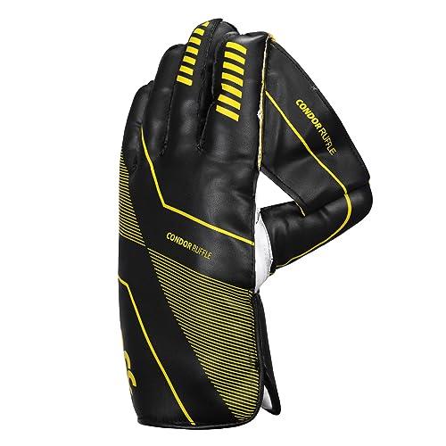 DSC Condor Ruffle Leather Ruffle Gloves for Mens, White/Black