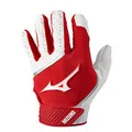Mizuno MVP Adult Baseball Batting Glove, White-Red, Large