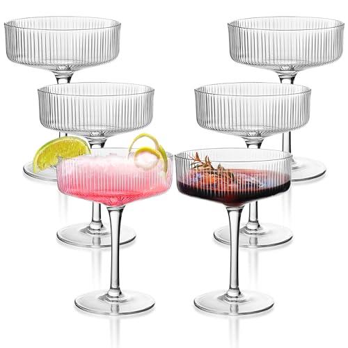 Montex 6 Pcs Coupe Glasses, 7.5 oz Classic Vintage Cocktail Galssware, Pefect for Cocktail, Champagne and Gift