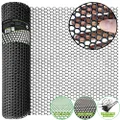 QueenBird Upgraded Plastic Chicken Wire Fence Mesh - 15.7IN x 10FT- Black/Green/White Colors Hexagonal Fencing for Gardening Poultry Netting, Floral Roll (Black) (QB-23-PCM)