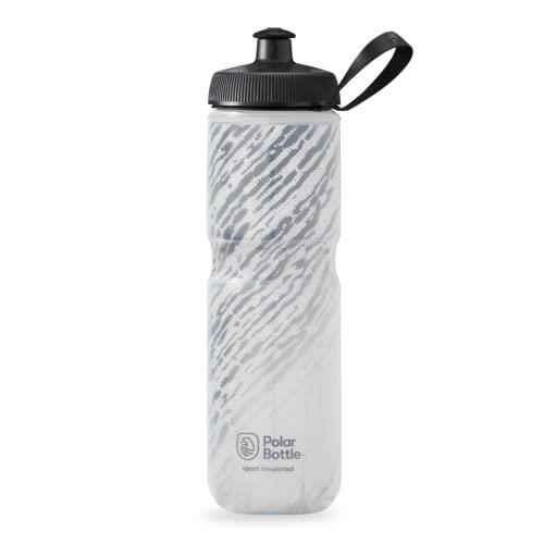 Polar Bottle – Sport Insulated 24oz Nimbus, Storm Charcoal & White – Leak Proof Water Bottles Keep Water Cooler 2x Longer than a Regular Reusable Water Bottle
