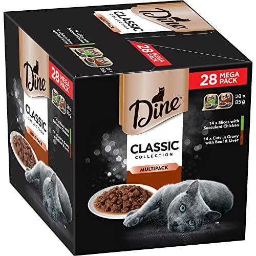 DINE Classic Collection Adult Wet Cat Food Slices with Chicken and Beef & Liver 28 x 85g Trays
