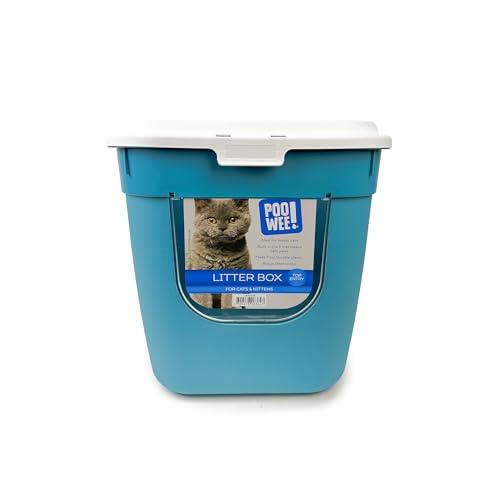 POOWEE! Top Entry Cat Litter Box with Scoop Teal