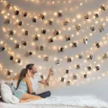Mexllex Photo Clip String Lights, 33ft 100 LED Fairy Lights with 50 Clear Clips for Pictures, Cards, Artworks,Battery Operated Hanging Photo Lights for Room Wall Décor