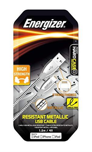 Energizer C140LGSL Lightning (iPhone) Steel Cable, Silver, 1.2 Metre