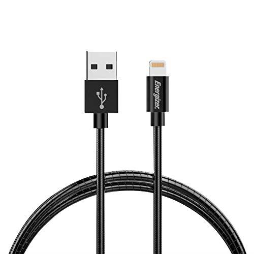 Energizer C140LGBK Lightning (iPhone) Steel Cable, Black, 1.2 Metre