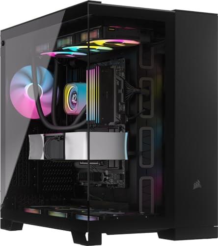 CORSAIR iCUE Link 6500X RGB Mid-Tower ATX Dual Chamber PC Case – Panoramic Tempered Glass - Reverse Connection Motherboard Compatible – 3X CORSAIR RX120 RGB Fans Included – Black