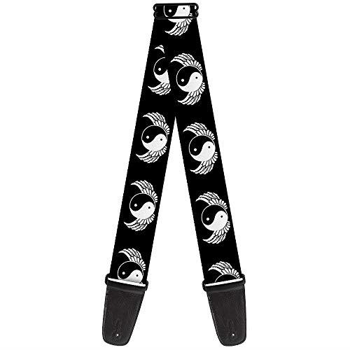 Buckle-Down Premium Guitar Strap, Yin Yang Wings Black/White, 29 to 54 Inch Length, 2 Inch Wide