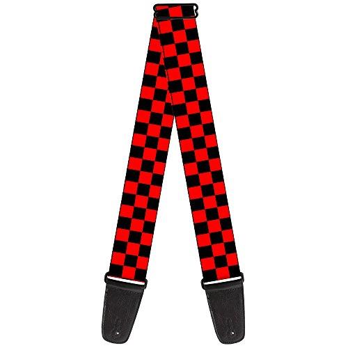 Buckle-Down Premium Guitar Strap, Checker Black/Red, 29 to 54 Inch Length, 2 Inch Wide