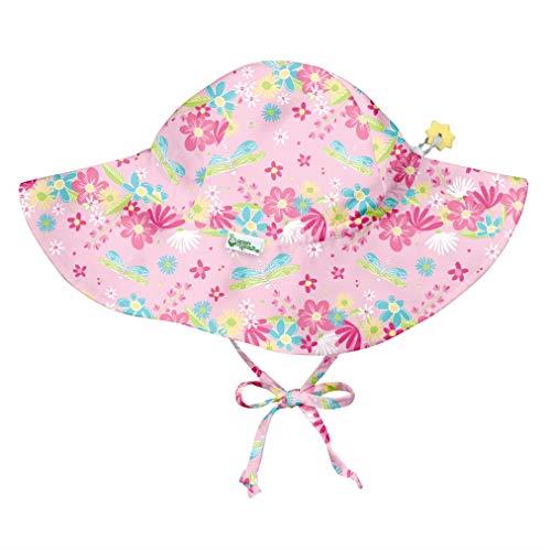 i play. Baby Brim Sun Protection Hat-Light Pink Dragonfly Floral, Pink, 2T/4T