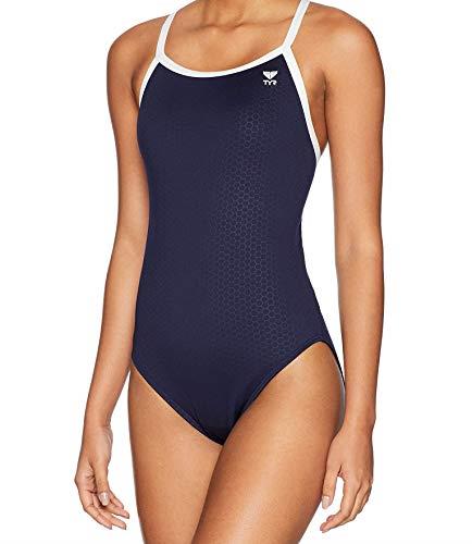 TYR Women’s Hexa Diamondfit Swimsuit, Navy/White, 36