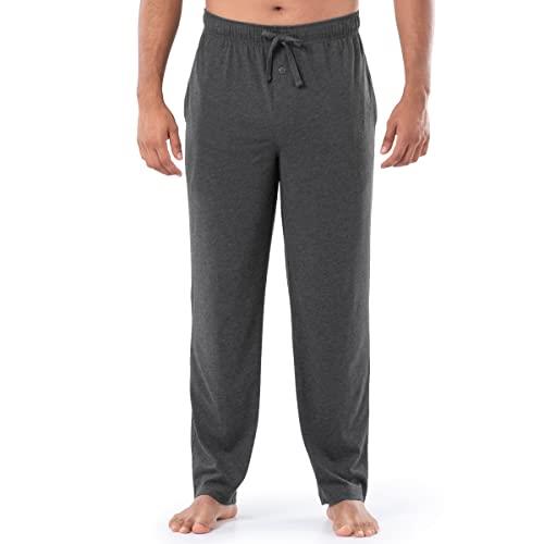 Fruit of the Loom Men's Extended Sizes Jersey Knit Sleep Pant (1 & 2 Packs), Charcoal Heather, Small