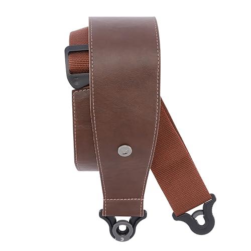 D'Addario Comfort Leather Auto Lock Guitar Strap - Acoustic & Electric Guitar Accessories - Easy to Use Auto Locking Guitar Straps - Uses Existing Guitar Strap Buttons - Leather - 3" Width - Brown