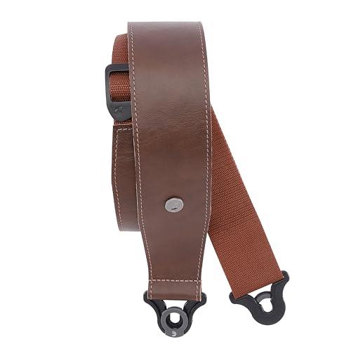 D'Addario Comfort Leather Auto Lock Guitar Strap - Acoustic & Electric Guitar Accessories - Easy to Use Auto Locking Guitar Straps - Uses Existing Guitar Strap Buttons - Leather - 2.5" Width - Brown