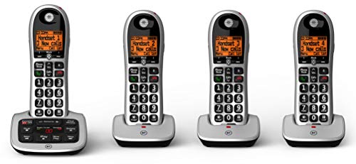 BT 4600 Cordless Landline House Phone, Home Phone, Big Buttons, Advanced Nuisance Call Blocker, Answer Machine, Quad Handset Pack