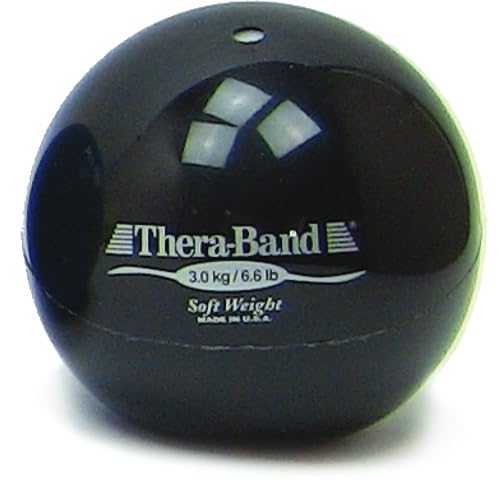 Theraband 3kg Soft Weight, 4.5" Diameter Hand Held Ball, Isotonic Weighted Ball for Strength Training & Rehab, Black, 1pc
