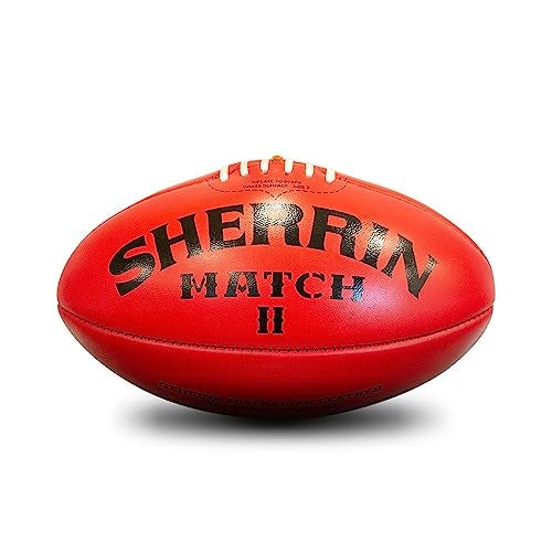 Sherrin Match AFL Leather Football, Red, Size 3