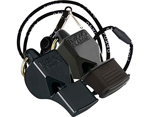 Fox 40 Classic CMG 2 Pack Whistle with Lanyard, Black