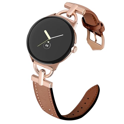 Apawband D-Shape Leather Band Compatible with Google Pixel Watch 3 41mm Band Google Pixel Watch 2 3 1 41mm