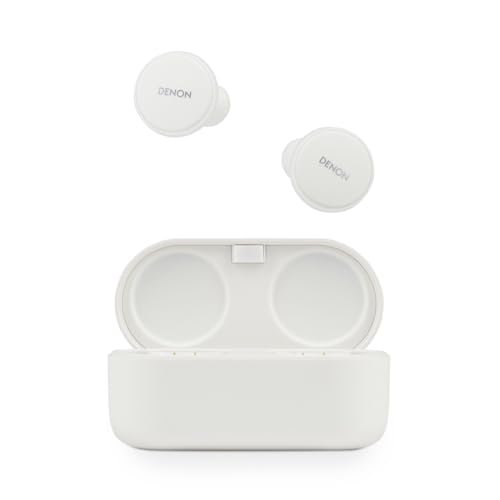 Denon PerL Pro True in-Ear Wireless Earbuds, Noise Cancelling Earphones, Water Resistant, Built-in Microphones, Long Battery Life, White