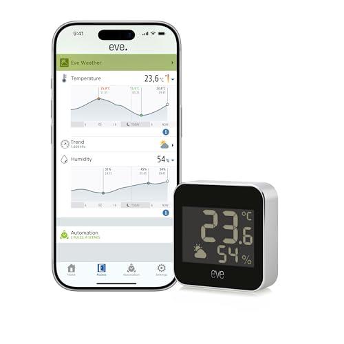 Eve Weather (Matter, Apple Home) - Smart Weather Station | temperature, humidity, weather trend, IPX4, wireless, Google/Alexa/Siri voice access, requires Thread Border Router