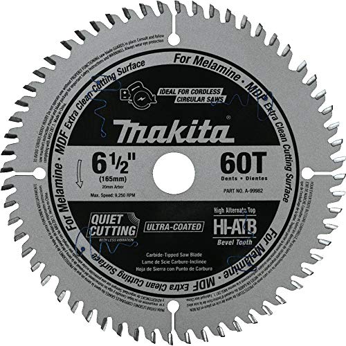 Makita A-99982 60T (ATB) Carbide Tipped Cordless Wood Melamine Plunge Saw Blade, 165 mm Size