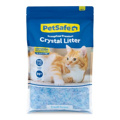PetSafe ScoopFree Premium Fresh Scent Crystal Litter, Superior Odour Control, Absorbs 5X Better, Low Tracking for Less Mess, Lasts up to 2 Months, Lightly Scented (3.6 kg Bag)