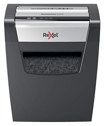 Rexel Momentum X312 Cross Cut Paper Shredder, Shreds 12 Sheets, 23 Litre Bin, Black, 2104572AU