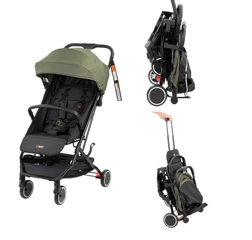 Mother's Choice Minny Ultra Compact Trolley Stroller, Mineral Green - Lightweight, Convenient & Functional with Luggage Handle, Faux Leather Accents, UPF50+ Canopy, Perfect for Travel & Easy Storage