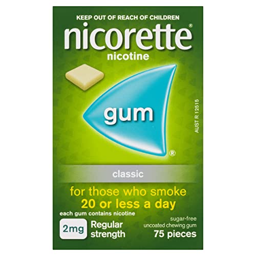 Nicorette Quit Smoking Regular Strength Nicotine Gum Classic 75 Pack