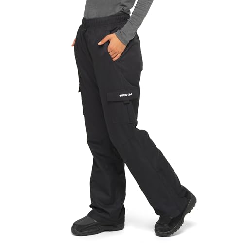 Arctix Women's Lumi Pull Over Fleece Lined Cargo Snow Pants, Black, Medium