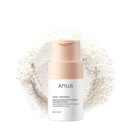 ANUA Rice Enzyme Brightening Cleansing Powder, Facial Cleanser, Gentle Face Wash for Hydration, Rice Mask, Exfoliator, Ceramide, Radiant Skin, Korean Skincare, Fragrance Free, 40g/1.41fl.oz.