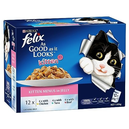 FELIX As Good As It Looks Kitten Wet Cat Food Kitten Menus in Jelly 60x85g