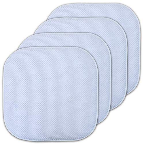 Sweet Home Collection Cushion Memory Foam Chair Pads Honeycomb Nonslip Back Seat Cover 16" x 16" 4 Pack Light Baby Blue