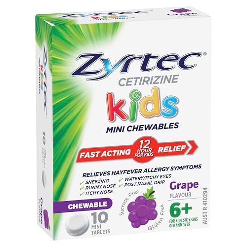 Zyrtec Grape Chewable Allergy 10 Tablets for Kids