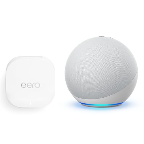 Amazon eero 6+ dual-band mesh Wi-Fi 6 router + Echo (4th Gen) Glacier White