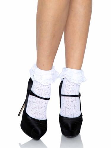Leg Avenue Women's Lace Ruffle Anklet Socks, White