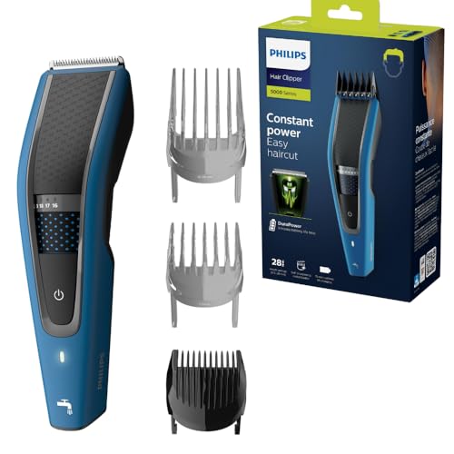 Philips Washable Hair Clipper Series 5000 with 28 Length Settings (0.5-28mm) and 75 min Cordless Use/8hr Charge, HC5612/15